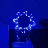 Vista 92 de RUICHEN Guirnalda de luces LED con cable plateado de 99 pies, 300 luces LED con carrete, color naranja