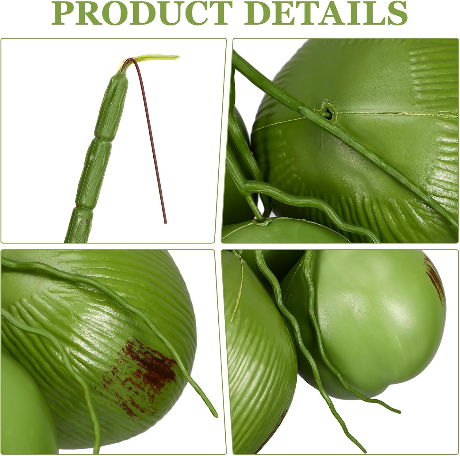 2 Bunches Artificial Coconut Luau Party Favor Coconut Photo Hawaiian Party Decoration Lifelike Coconuts Faux Plant Party Supplies Plastic Summer Vegetable Banquet