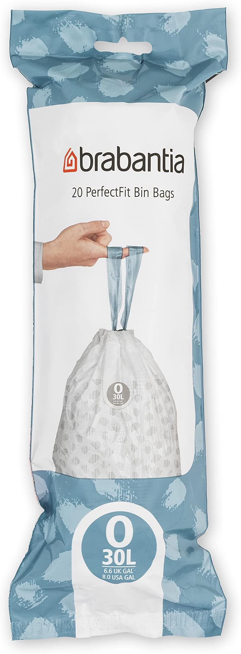 IdealFit Bin Liners (Size O/30 Litre) Ideal Quality Thick Plastic Trash Bags with Tie Tape Drawstring Handles (20 Bags), White