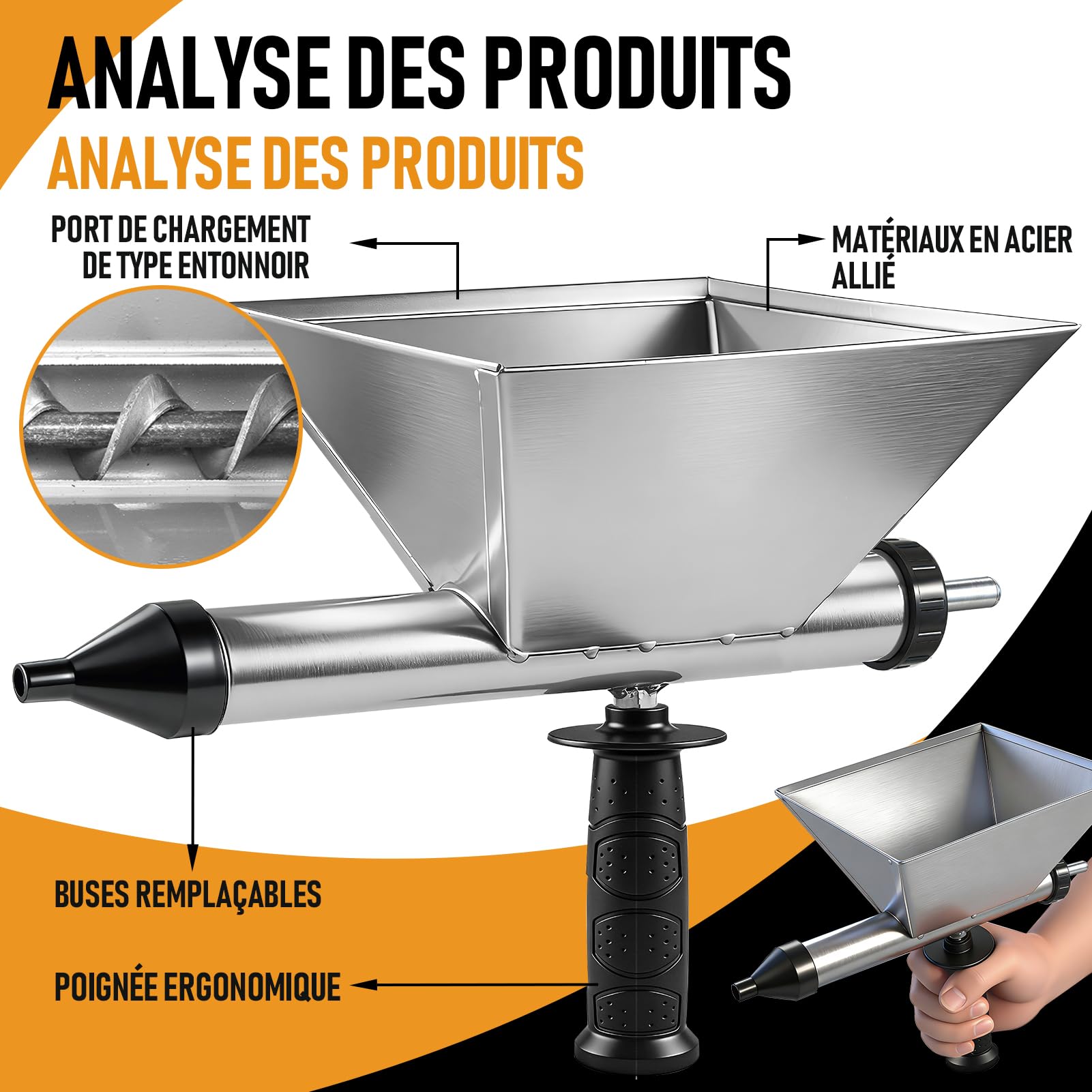 Pistolet à Mortier Électrique avec 8 Buses Amovibles+2 Poignées Antidérapantes, Pistolet Joint Électrique Portable, Pistolet à Joints Électrique pour Mortier Joints Murs en Pierre et Sols