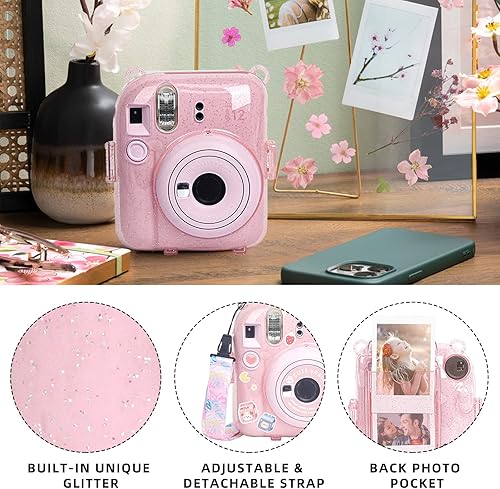 Miniatura 4 de Funda transparente para cámara Fujifilm Instax Mini 12 de película instantánea con bolsillo para fotos mejorado con capacidad para 10 películas en