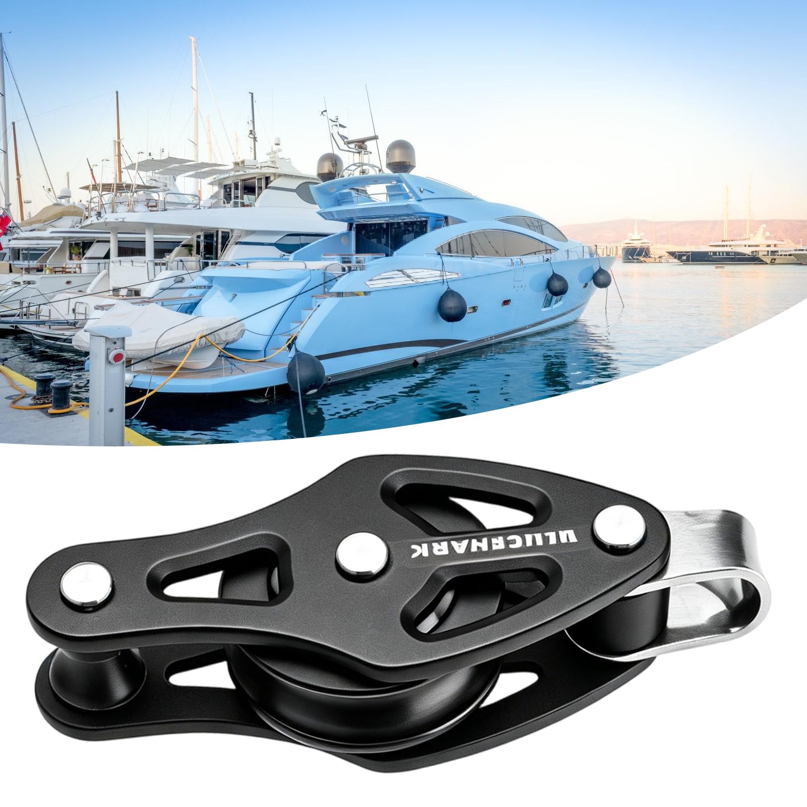 Flaschenzugblock aus Aluminiumlegierung mit einzelnem Radkanal und oberer Metallschlaufe für Marine Takelage, Seilführung und Hardware Setup für Dockleinen Rollenblock für Dockleinen, Führung