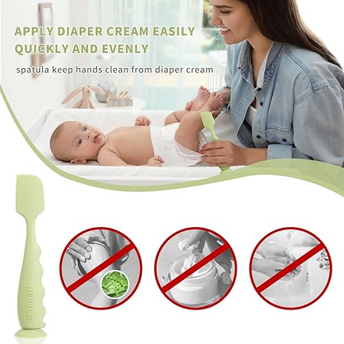 Miniatura 7 de Espátula de crema para pañales con estuche, 2 espátulas grandes de 2 mini pasta de glúteos con 3 fundas de viaje, espátula suave para glúteos para