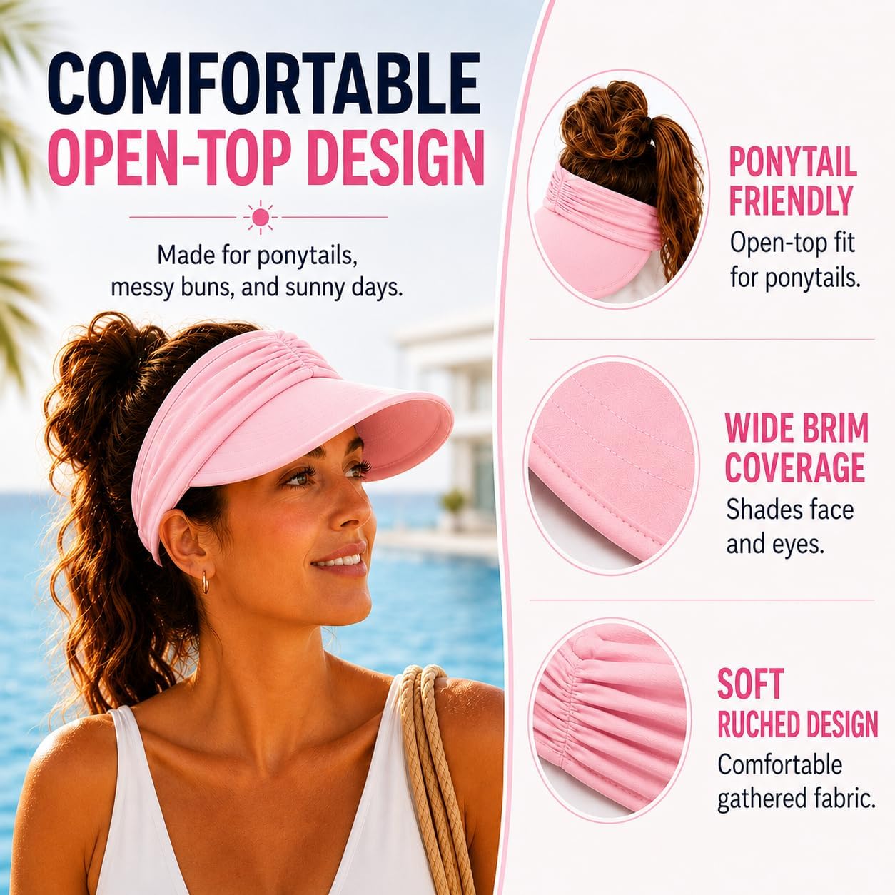 Visor Hats UPF 50+ for Women Sun Visors with Wide Brim - Sun Protection Hat Lightweight Packable Summer UV Visor 2026