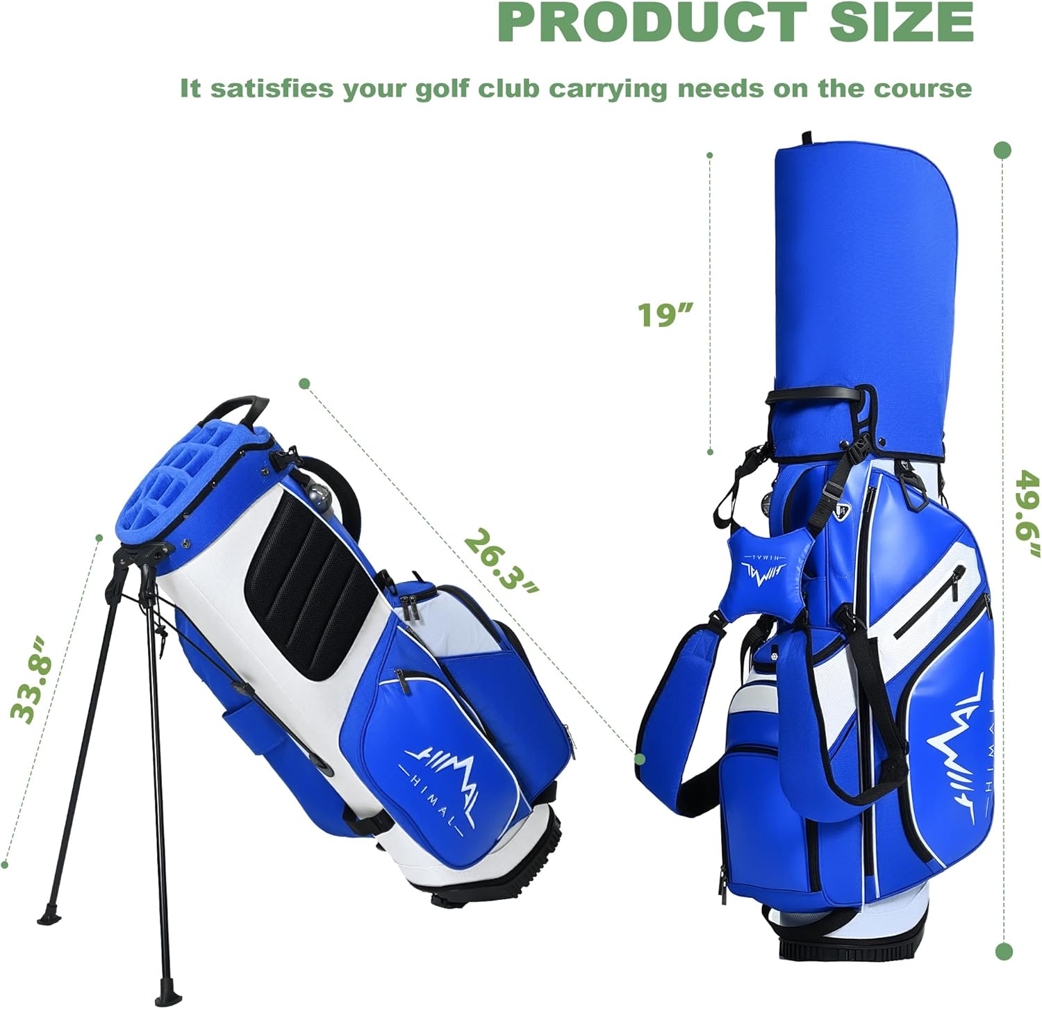 uniHimal Golf Bags for Men 14 Way Full Dividers - Hybrid Stand Bag with 10 Pockets, Insulated Cooler & Interchangeable Straps - Plush Top Organizer with Magnetic Pockets for Cart & Walking