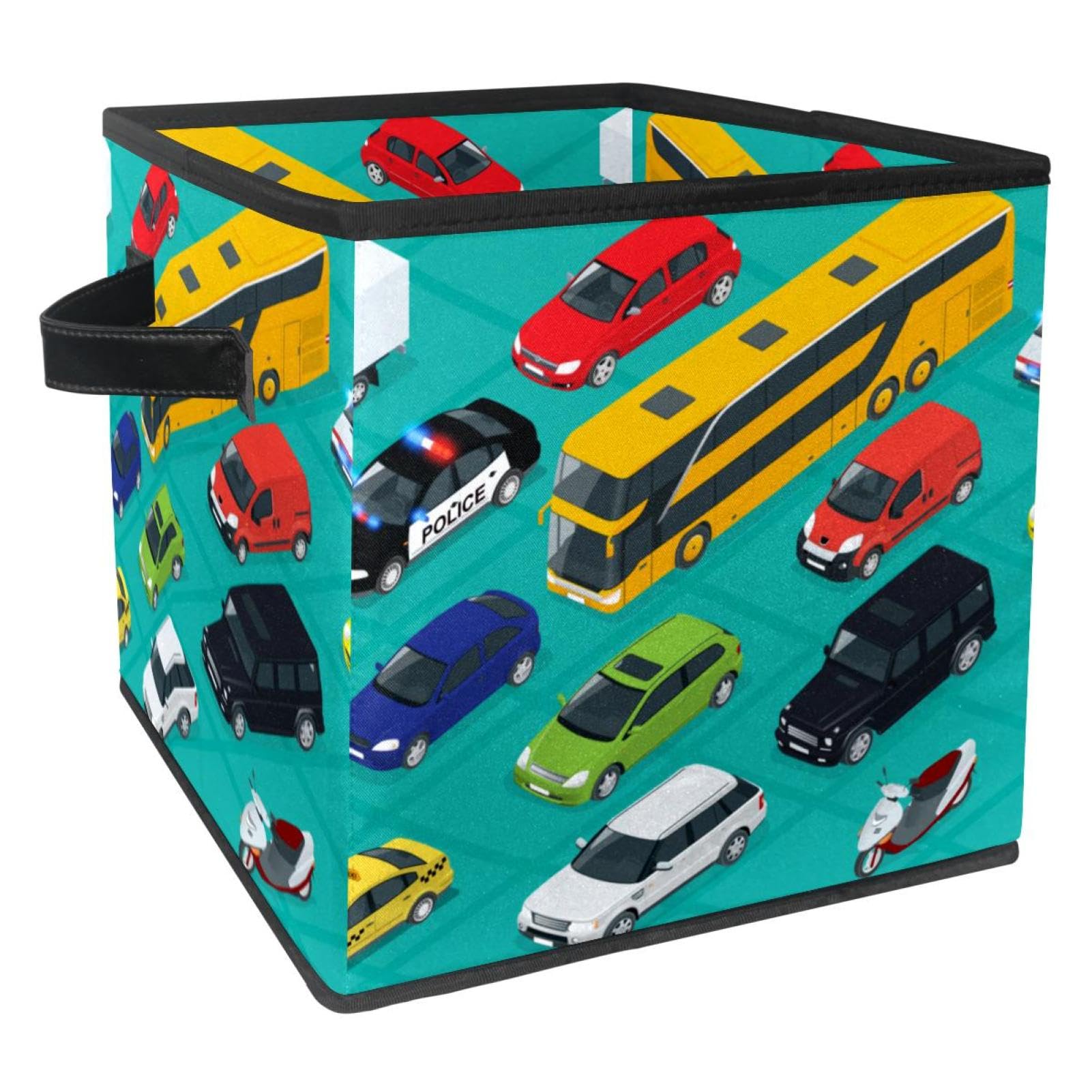 Bac de rangement en tissu pliable pour organiser placards et jouets de bus