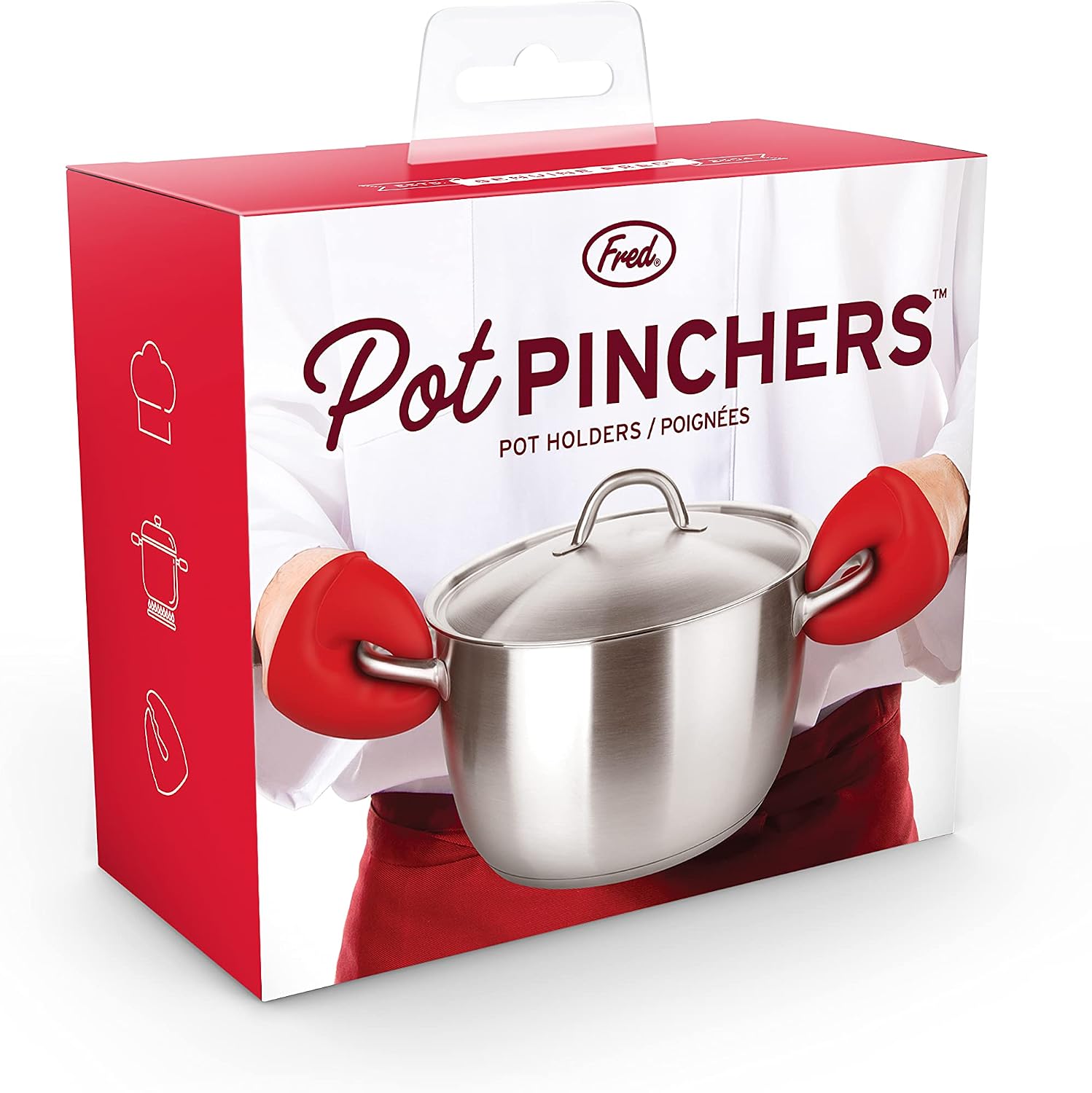 Genuine Fred Pot Pinchers Silicone Pot Holders,Red