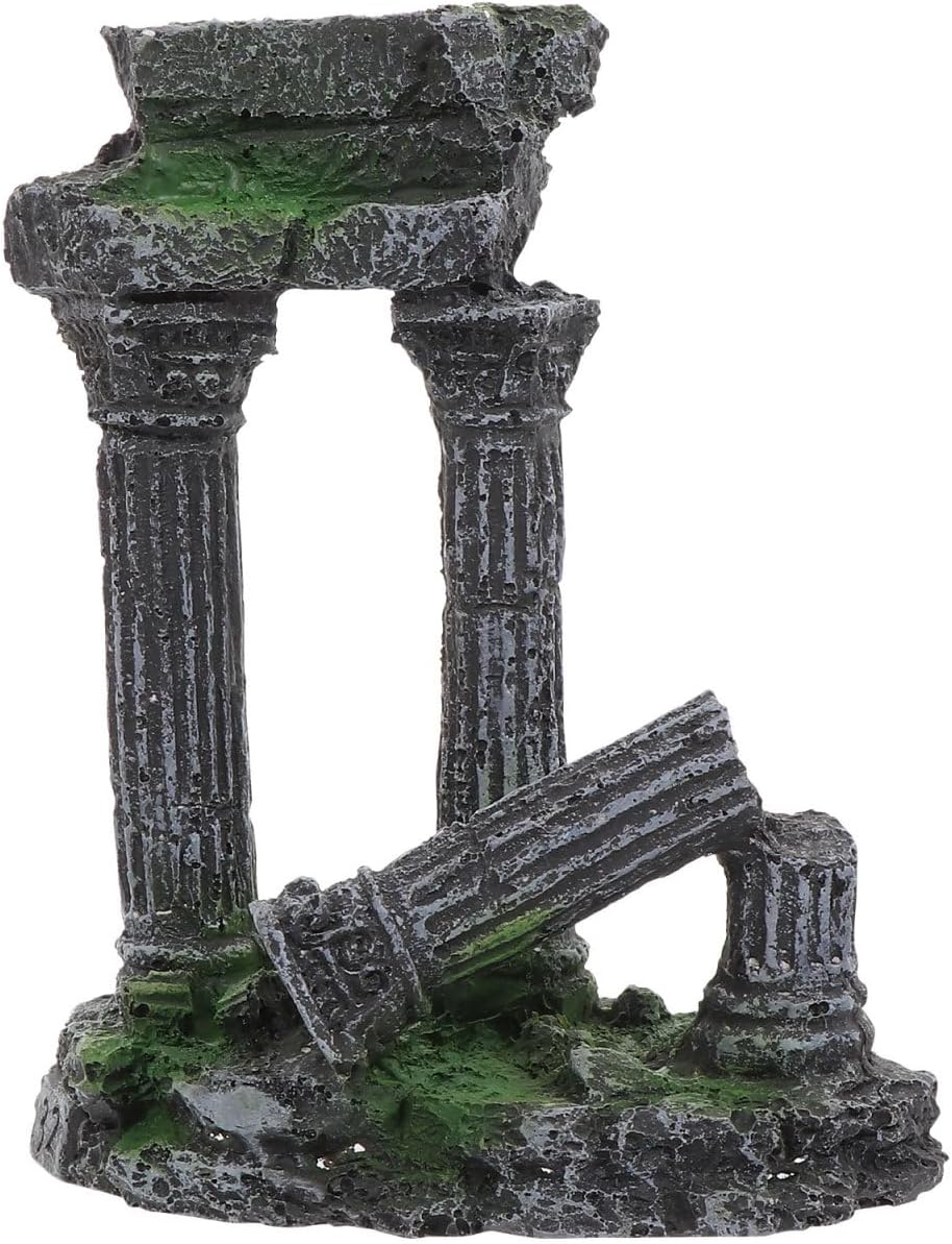 balacoo Roman Column Aquarium Ornament Fish Tank Decoration Resin Fish Shelter 5.31X4.33X2.55 Inch Underwater Hiding Cave for and Reptiles
