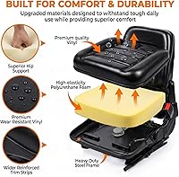 Vista 4 de Asiento universal de carretilla elevadora, asiento de tractor, con micro interruptor y cinturón de seguridad, para tractor, cortacésped, cargador