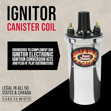 Pertronix 40601 Flame-Thrower Ignition Coil, 40,000 Volt 3 Ohm, 12 Volt, Chrome Epoxy