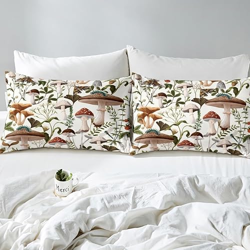 Miniatura 165 de Juego de funda de edredón de 3 piezas, diseño de hongos, diseño de hojas botánicas de acuarela y fresa, para niños, adolescentes, adultos, libélula