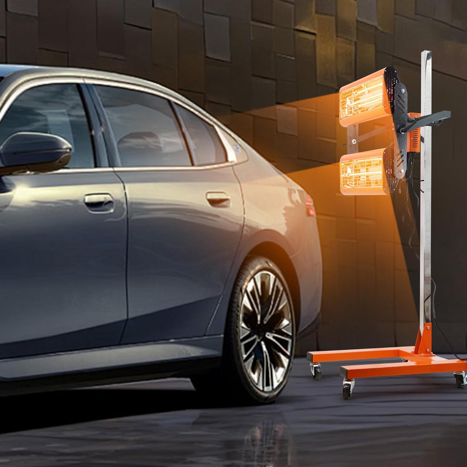 Garvee Infrared Paint Curing Lamp 2000W Handheld & Stand Dual Use, 10-Min Fast Dry for Auto Body, 0-90 Min Timer, 110V 0.33㎡/3.55 sq.ft Coverage, w/Quartz Tube & Wheels for On-Site Car Repair