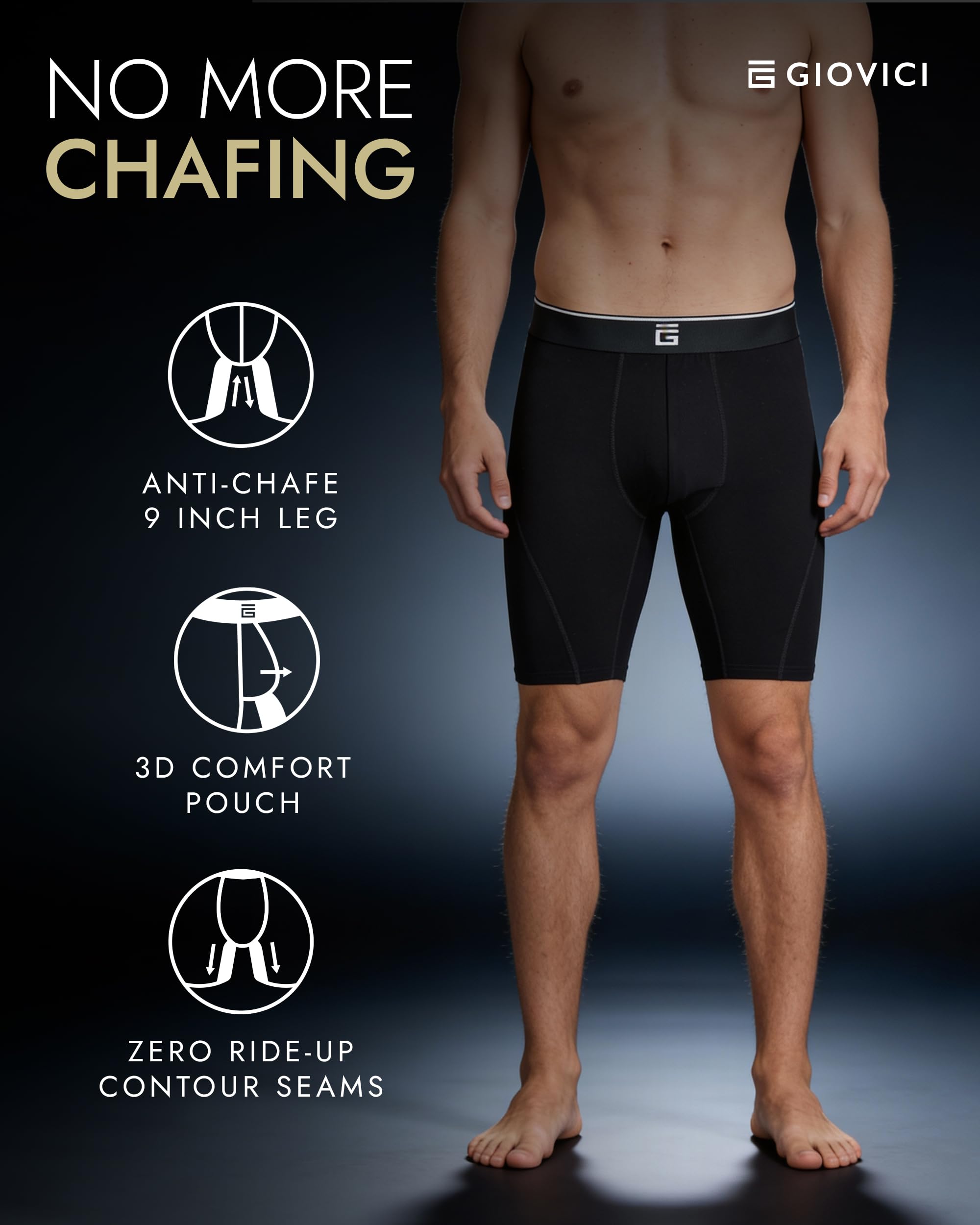 Giovici Boxer Long Homme en Bambou, Anti-frottement et Ultra Rafraîchissants, avec ou sans Baguette, sous-Vêtements évacuant la Transpiration Parfait pour Le Sport