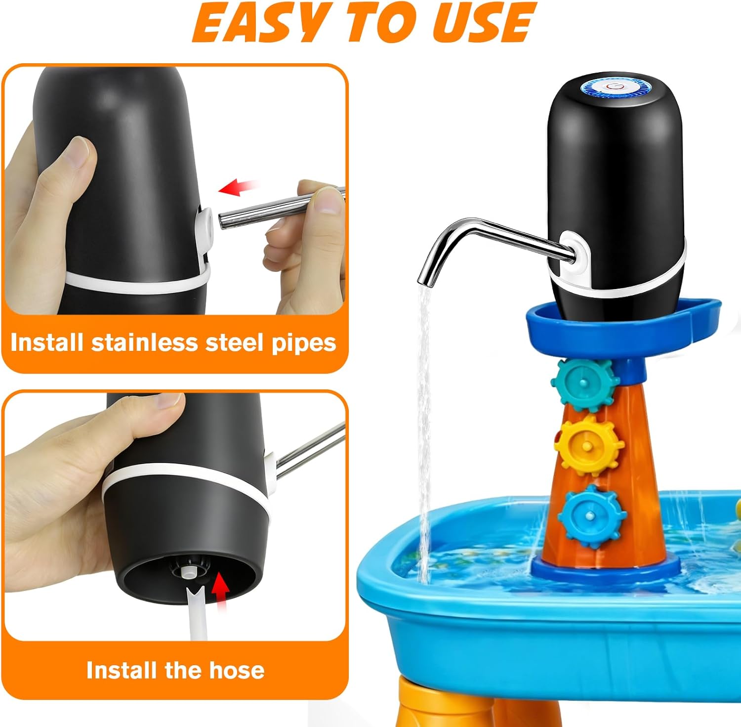 Water Table Pump,Battery Powered Water Pump for Water Table,Summer Outdoor Water Toys Outside for Toddlers Kids