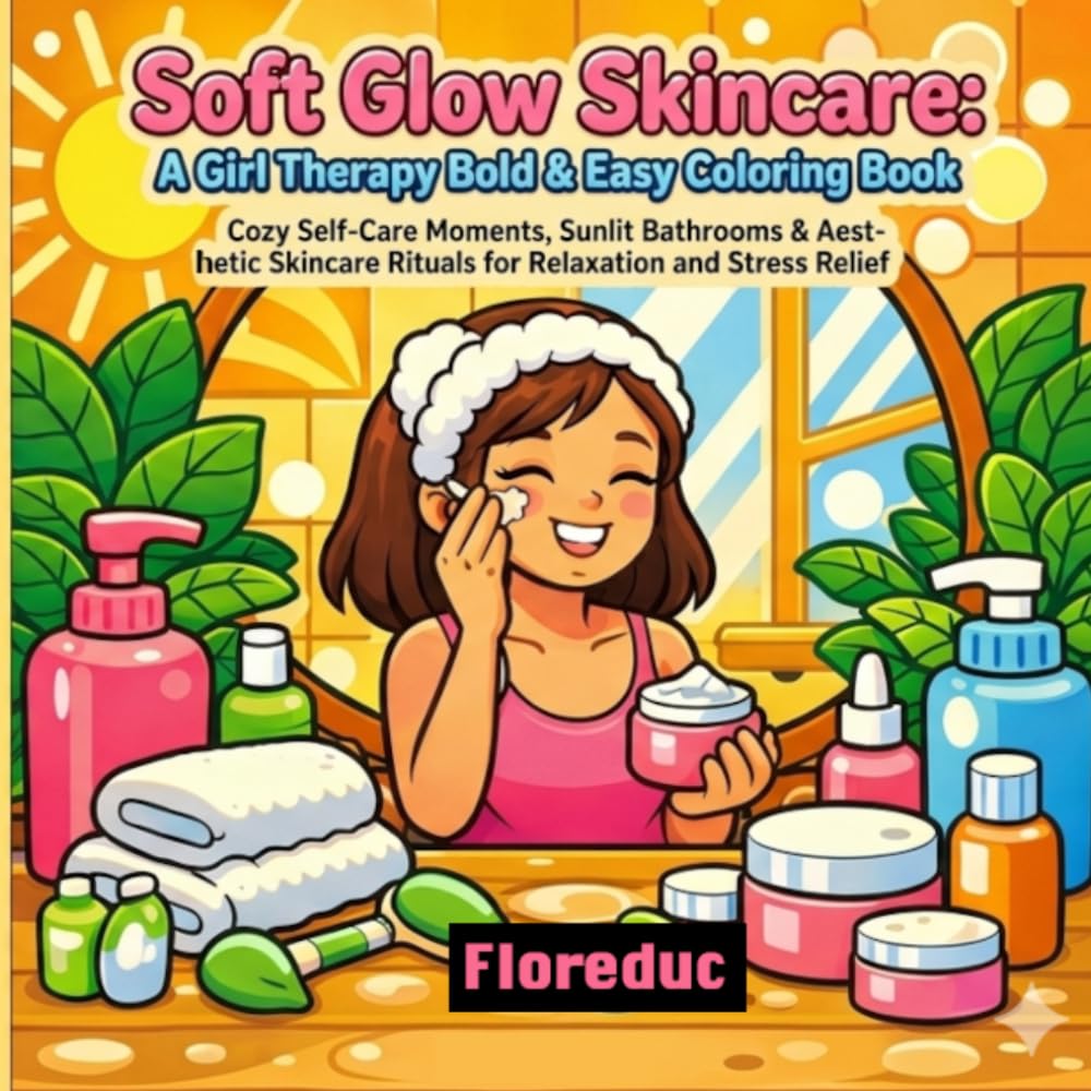 Soft Glow Skincare: A Girl Therapy Bold & Easy Coloring Book: Cozy Self-Care Moments, Sunlit Bathrooms & Aesthetic Skincare Rituals for Relaxation and Stress Relief