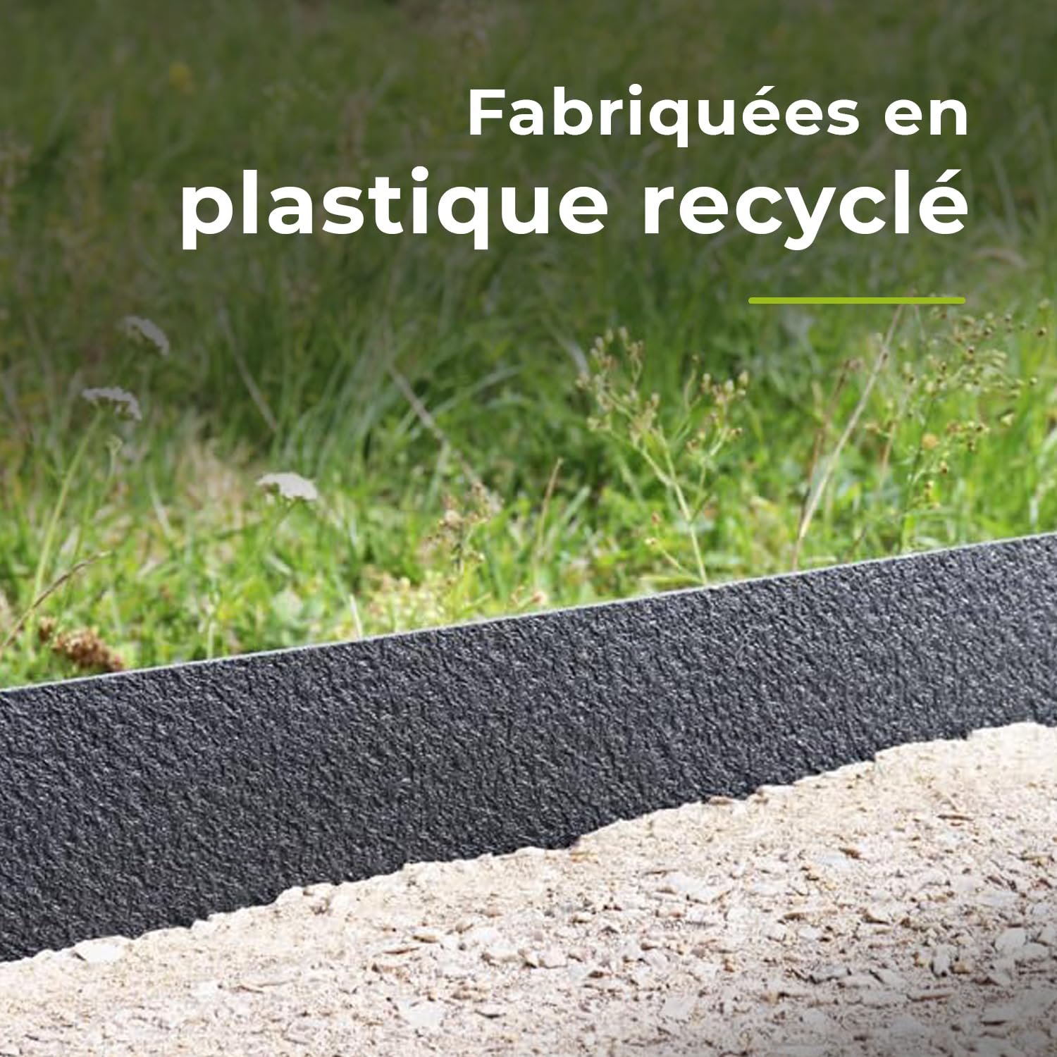 Jardiprotec - Borde de jardín flexible de plástico reciclado, color gris, 20 cm x 10 m