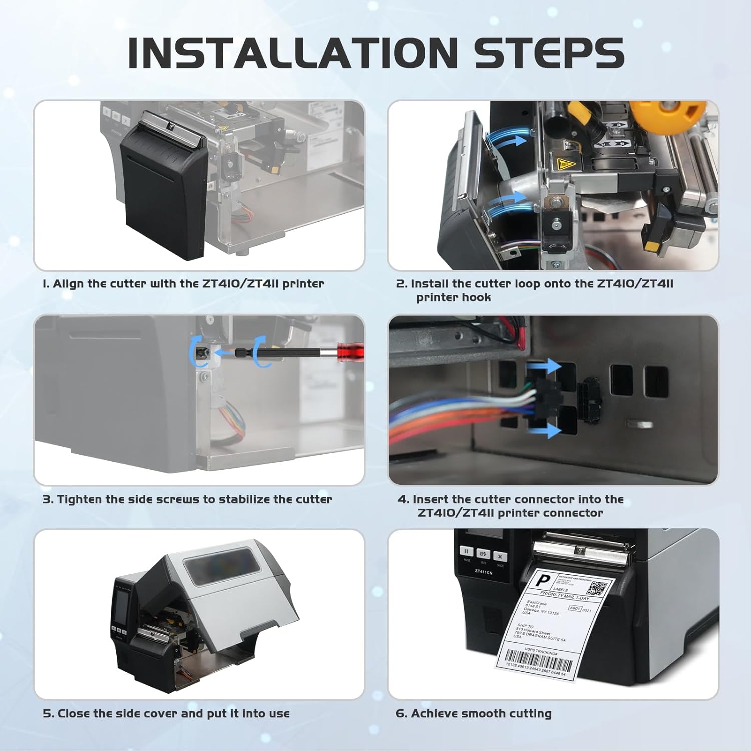 P1058930-189 Kit Cutter Assembly for Zebra ZT410 ZT411 Thermal Label Barcode Printer 203dpi 305dpi, P1058930-089 Upgrade Front Mount Cutter Spare Replacement Parts, ZT410 ZT411 Printer Accessories