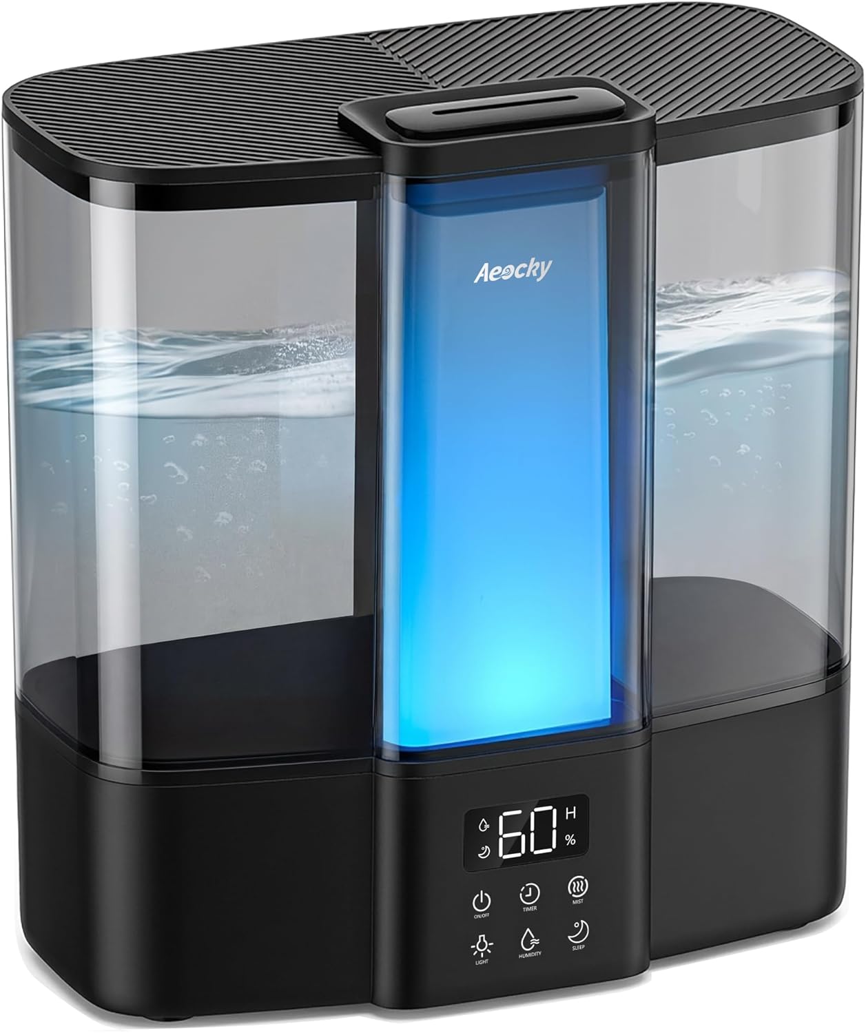 Geek-Level Aeocky Humidifier for Baby, Quiet Ultrasonic Humidifiers for Bedroom, Nursery with Ambient Light, 4L Top-Fill Cool Mist Diffuser with Timer, Sleep, Auto, Constant Humidity Mode (Black)