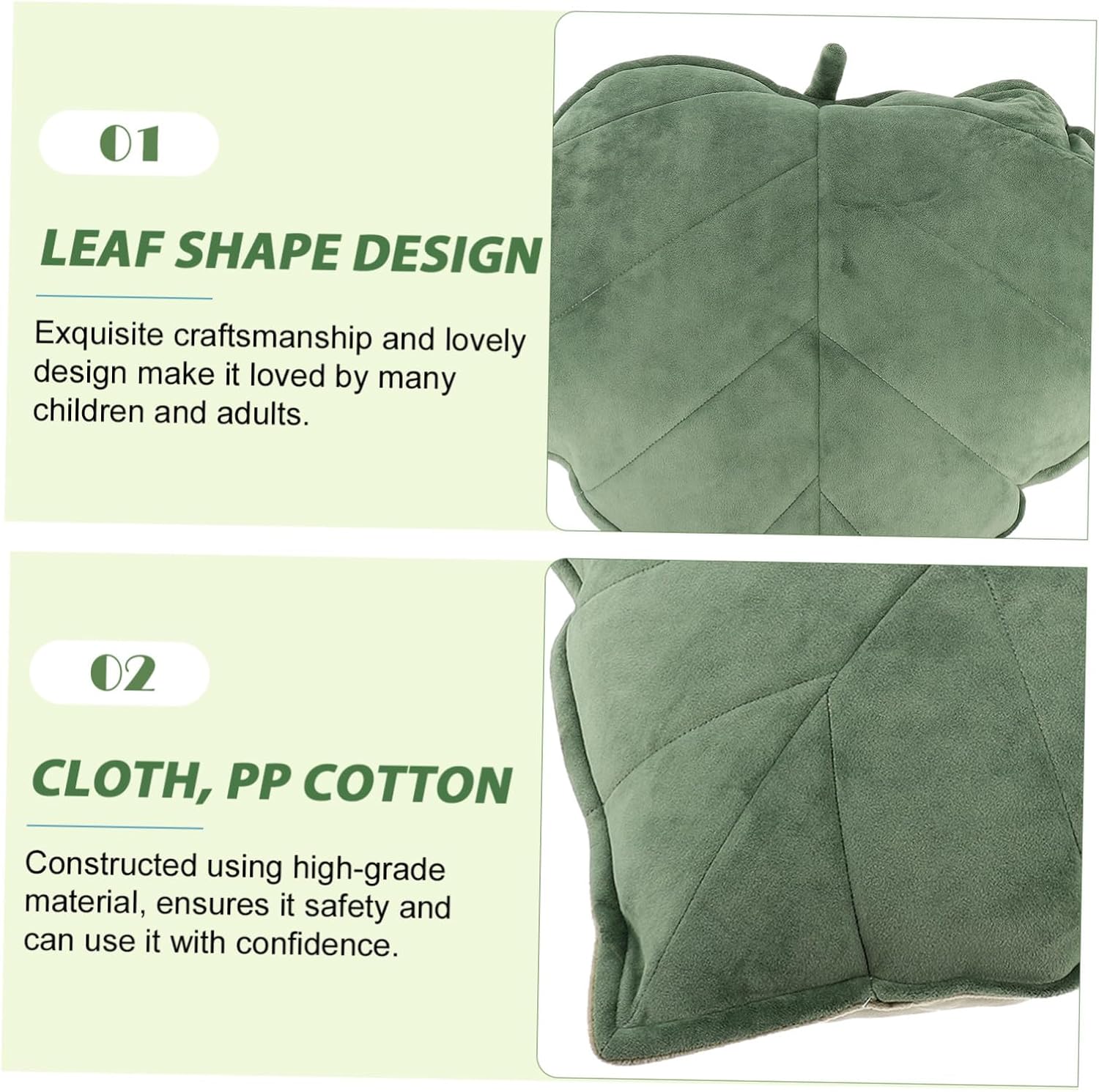 Leaf Shaped Decorative Cushion Soft Supple Pillow for Sofa Bed Car Home Decor Large Dark Green Comfortable Accent Pillow