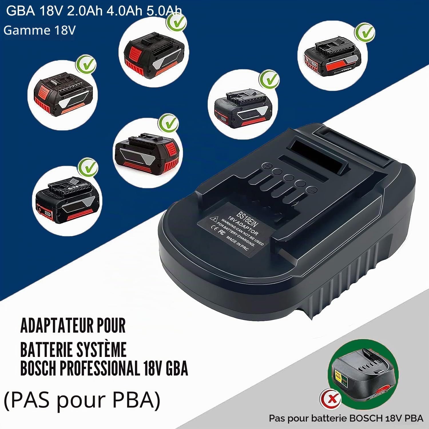 BS18EIN pour Bosch et Einhell Adaptateur de Batterie, Adaptateur de Batterie pour Bosch Professional 18V System Batterie BAT609 BAT612 pour Einhell 18V Outils Électriques (Sans Batterie)