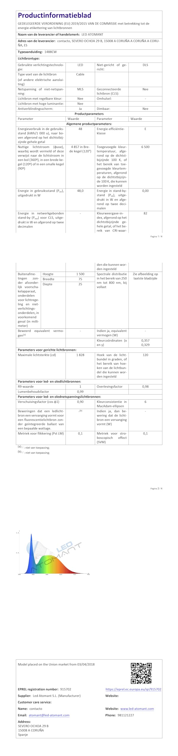 LED ATOMANT Pack 5x Pantalla Luminaria LED integrado 150cm 48W Blanco Frio 6500K 4800 lumenes