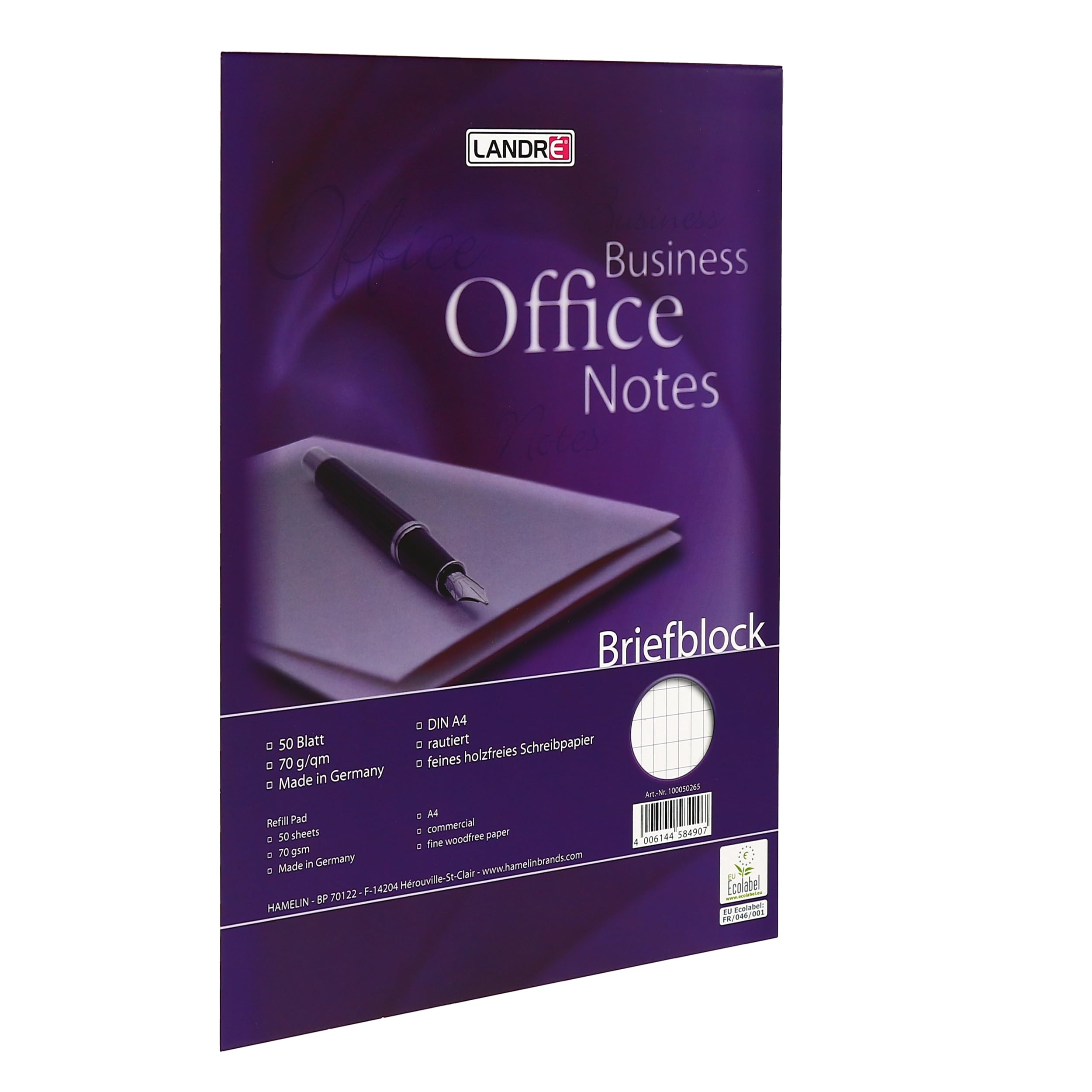 Landré Briefblock A4 rautiert, 50 Blatt,70 g/m² Papier, 10 Stück