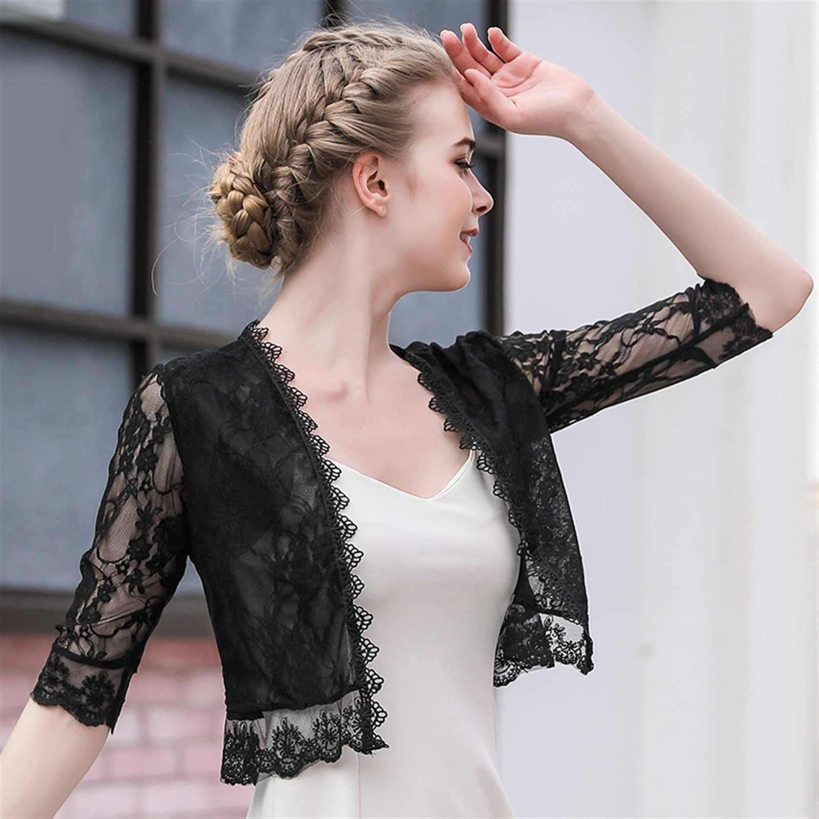 美品Sahara Lace Cuff Over Jacket ZEPOOW Jacket Women Ladies Lace Long Sleeve Lace Jacket Casual