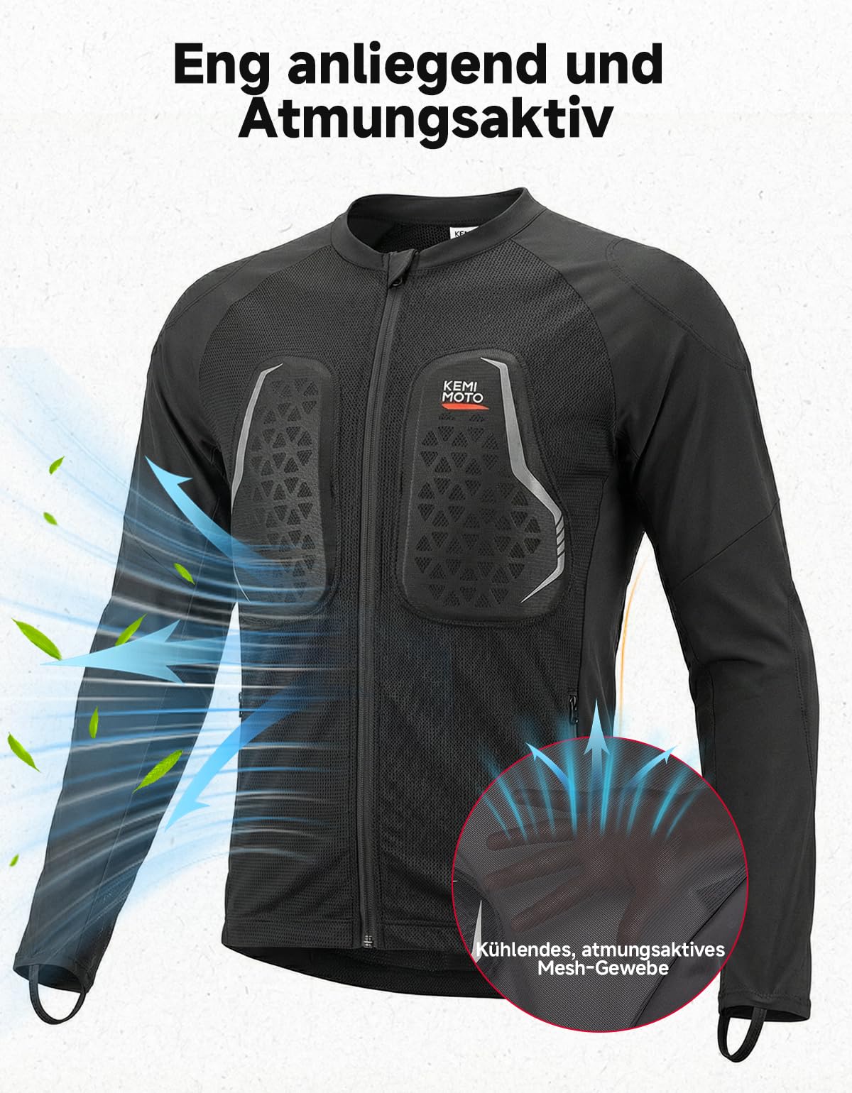 KEMIMOTO Chaqueta Moto Hombre con Protectores Certificados Extraíbles Transpirable Verano