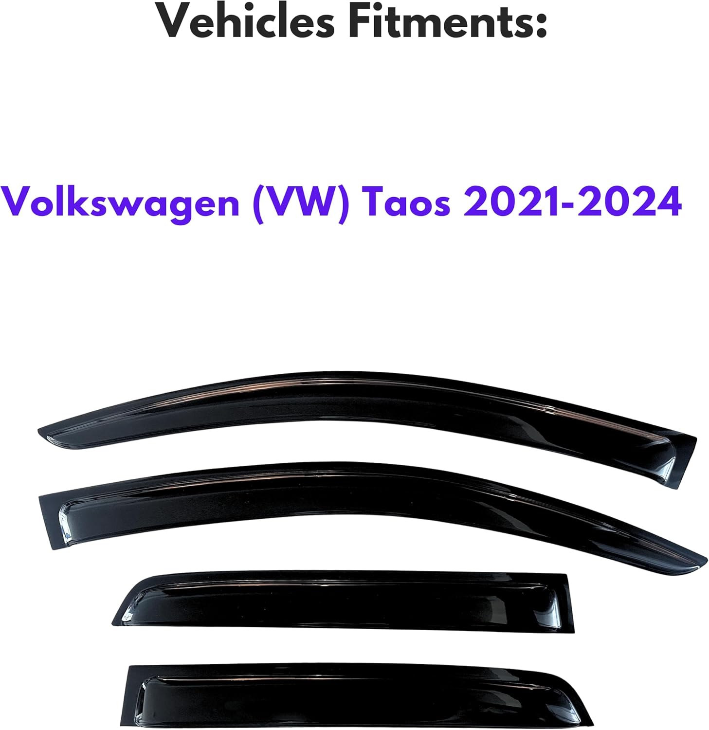 KPY Window Visor Compatible with Volkswagen (VW) Taos 2021-2024, 4PC Rain Guard Side Window Vent Deflectors Tape-On Style, 2021 2022 2023 2024 21-24 Taos