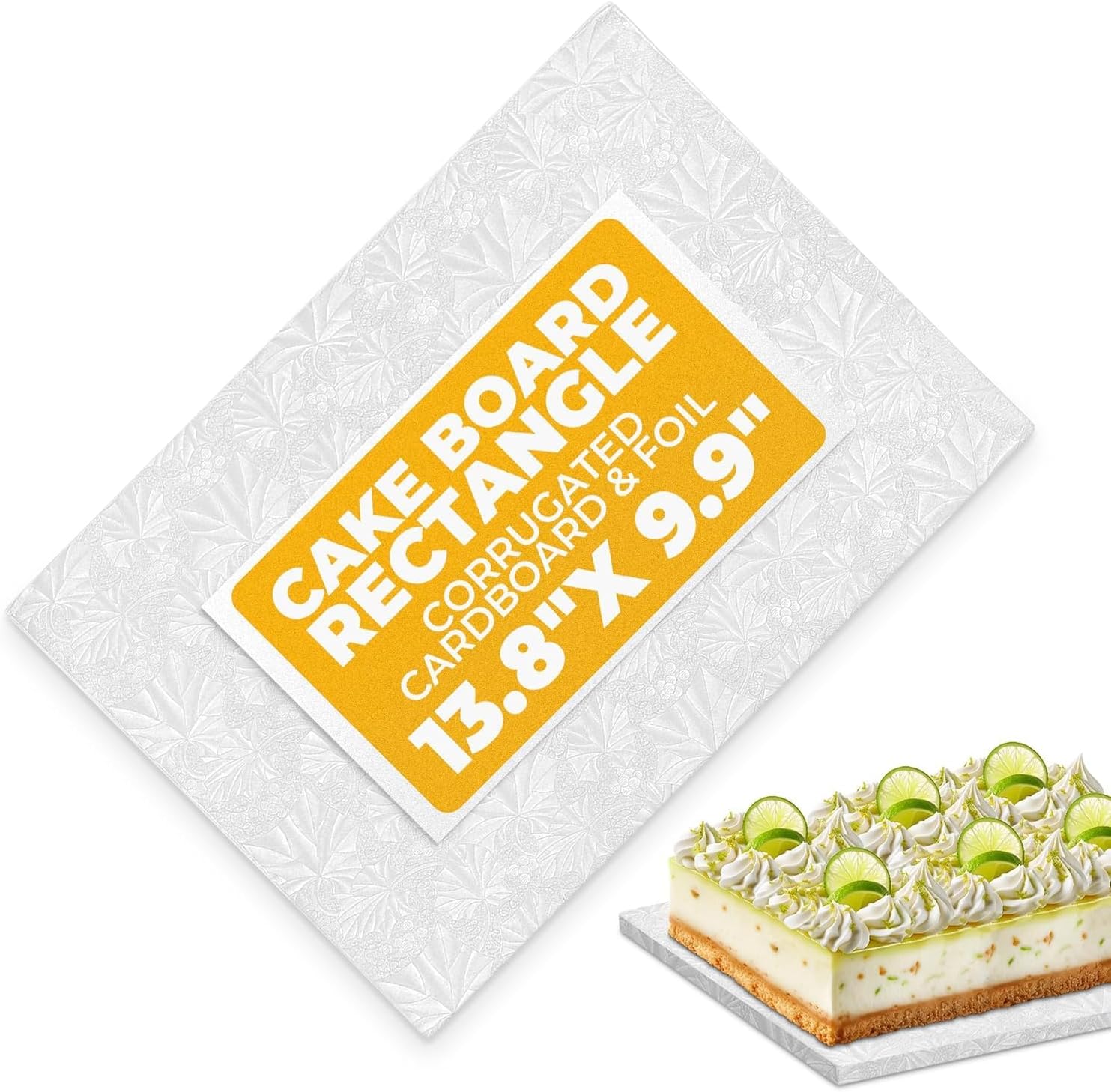 Rectangle Cake Drum 13.8"x9.9"x1/2" – White Quarter Sheet Cake Board | Elegant Sturdy Base, Durable & Grease-Resistant | Suitable for Weddings, Birthdays, Professional Pastries & Easter Desserts