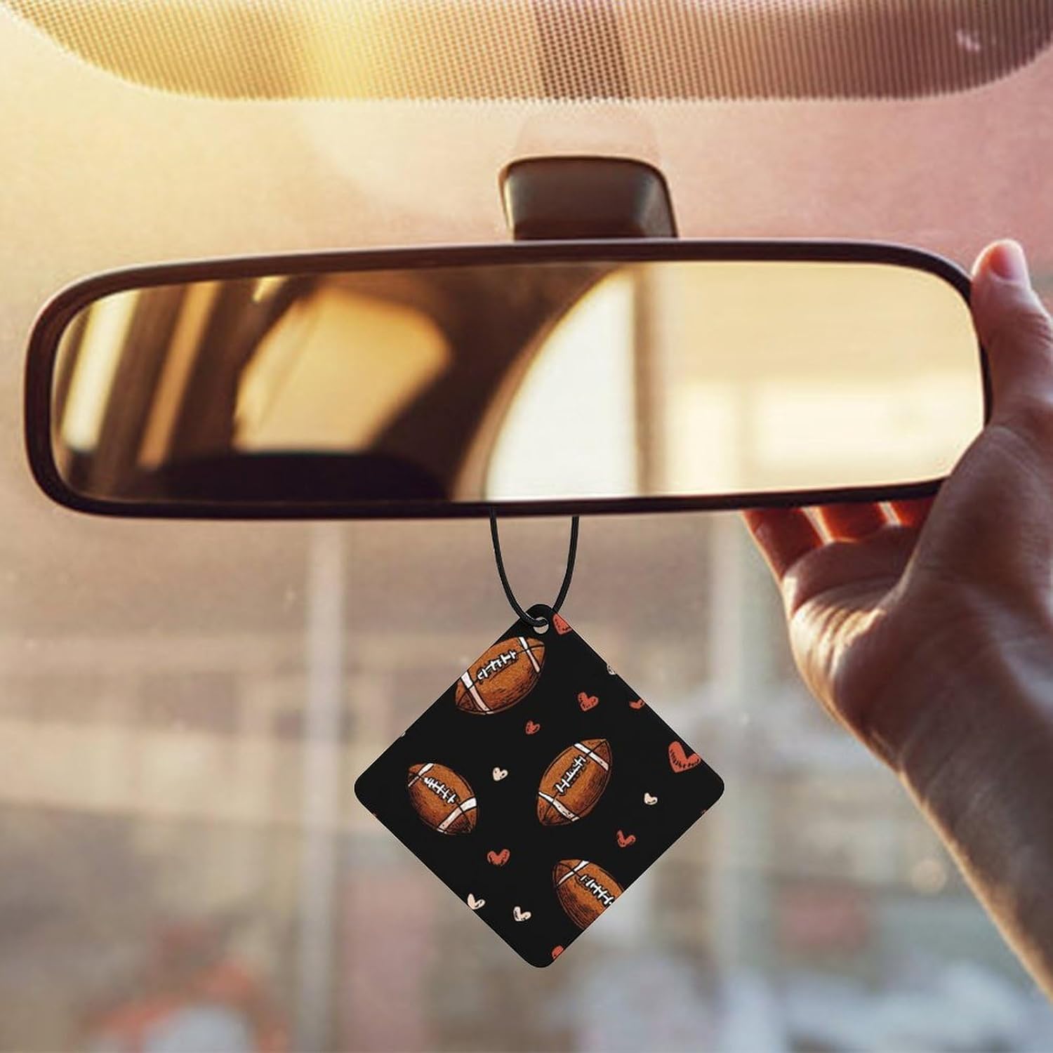 Football Rugby Ball Sports Car Air Freshener Cute Hanging Aromatherapy Tablets for Car Home Rhombus