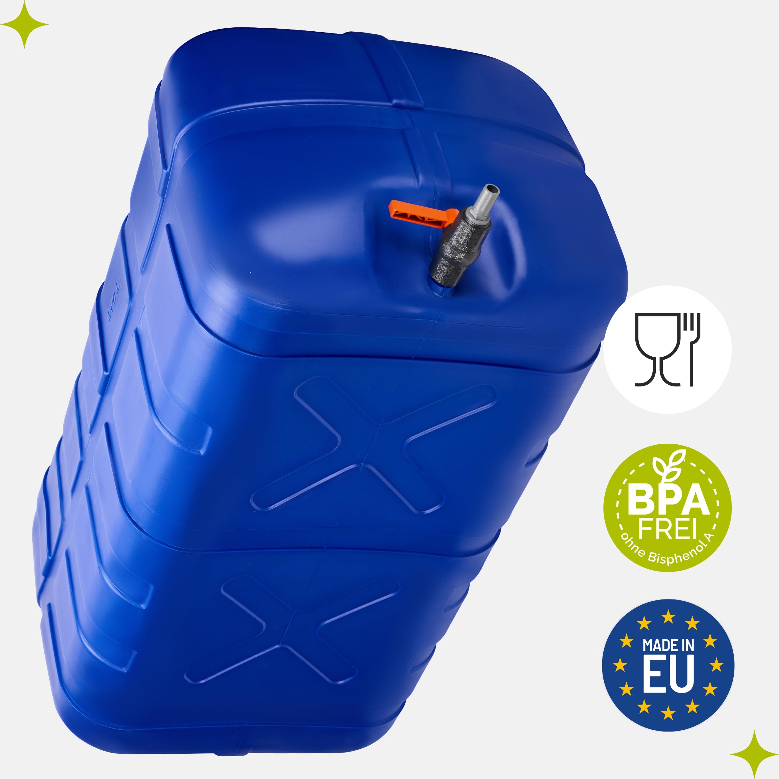 Garronda Tanica 280L Acqua con Rubinetto – Serbatoio Acqua Piovana e Potabile in Plastica HDPE Alimentare Contenitore con Coperchio a Vite per Esterno Camper Orto Uso Agricolo Blu GD-0098
