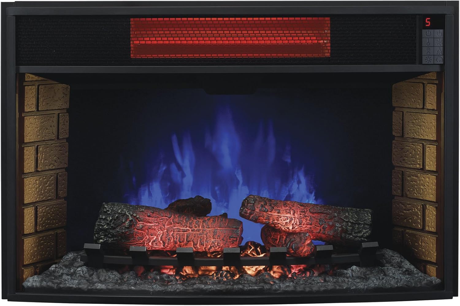 ClassicFlame 32II310GRA Fireplace Insert with blue flames and glowing heater element