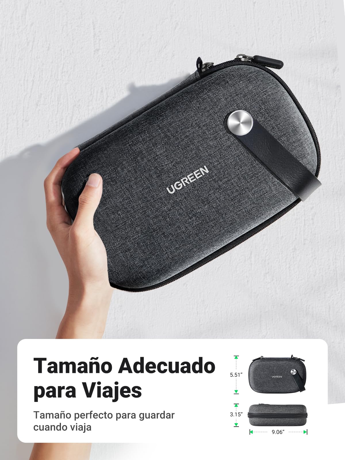 UGREEN Organizador Viaje Almacenamiento de Accesorios Electrónicos, Bolsa de Cable Impermeable, Protección a Prueba de Golpes, para Memoria USB, Cargador de Disco Duro, Batería