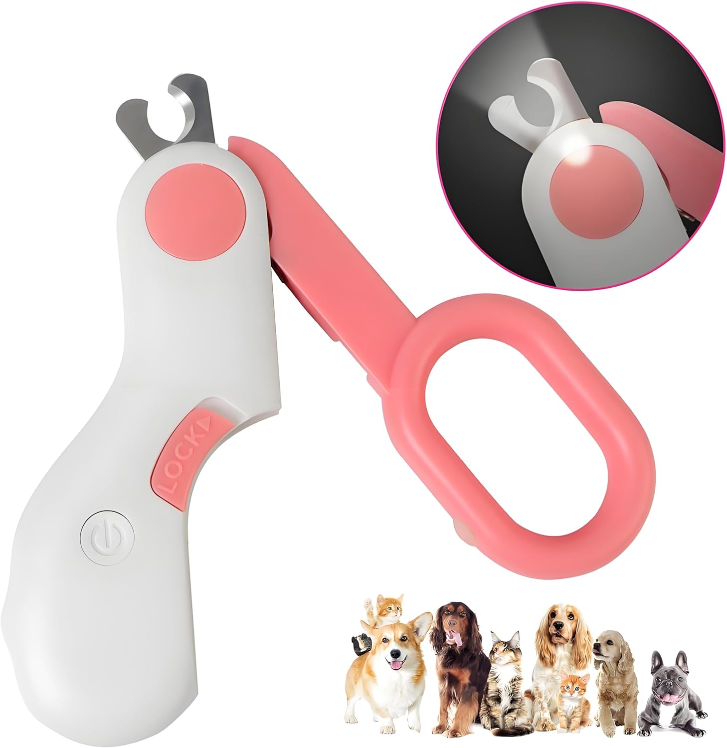 Pet Nail Clippers LED Pet Nail Clippers for Small Animals, Precision Trimmer with Safety Guard to Prevent Over-Cutting