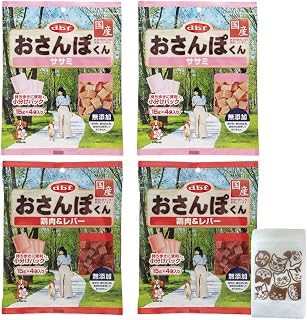 Debifu 散步君 鸡肉&肝 60g(15g×4袋) 2种×2 (共4个) 熊猫本铺原创猫咪图案迷你保存拉链袋套装