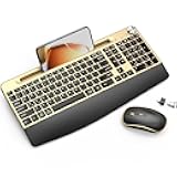 JOYACCESS Wireless Keyboard and Mouse Combo,Full-Sized 2.4GHz Wireless Keyboard with Comfortable Palm Rest,Volume Roller& Tilt Legs 2.4GHz Cordless Connection for Mac/Windows