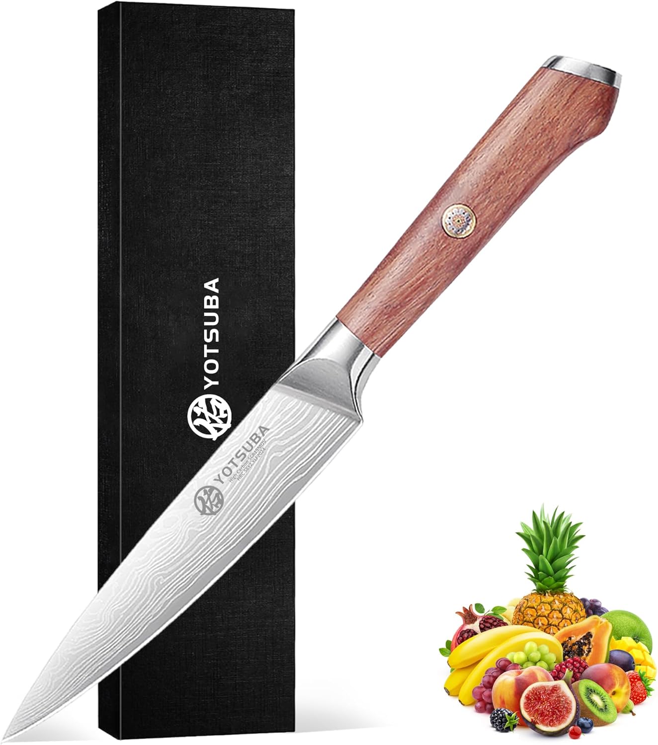 YOTSUBA Utility Knife,5 Inch Petty Kitchen Knife, Forged High Carbon German Steel chef knives, Paring knives, Full Tang & Razor Sharp Ergonomic Handle Design