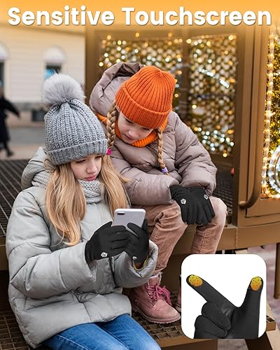 Miniatura 5 de RIGWARL Warm Kids Winter Gloves for Boys Girls, Water-Resistant Touchscreen Gloves with Zipper Cuff, Gifts for Kids Christmas