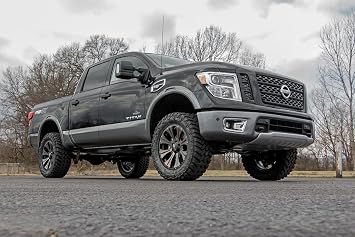 Rough Country 3 Suspension Lift Kit for Nissan Titan 2WD/4WD (2004-2024) - Wheel Spacers & N3 Rear Shocks, Silver Control Arms
