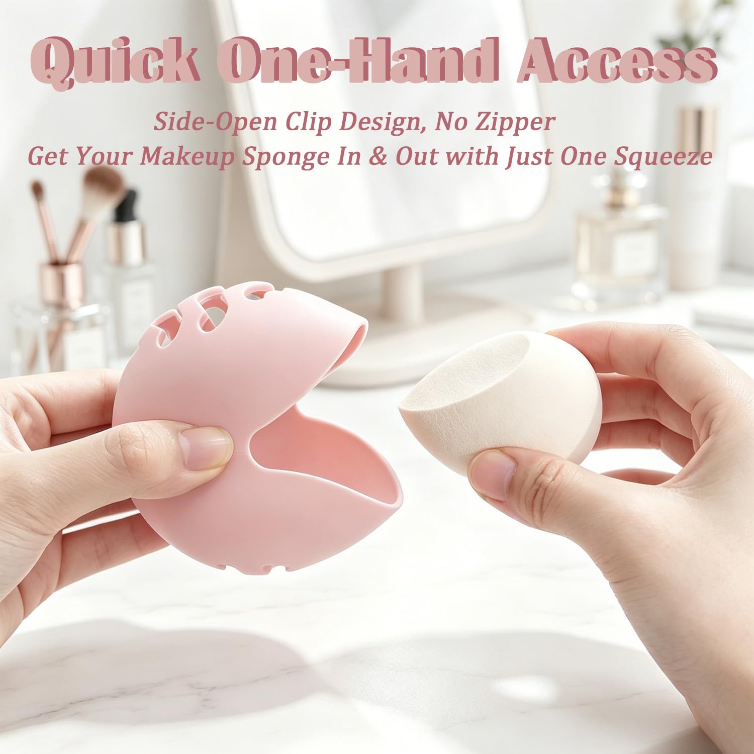 2-Pack Sponge Holder Silicone Makeup Sponge Travel Case Makeup Beauty Sponge Holder - Travel Storage Case for Beauty Blenders, Portable Organizer(Rose+Pink)