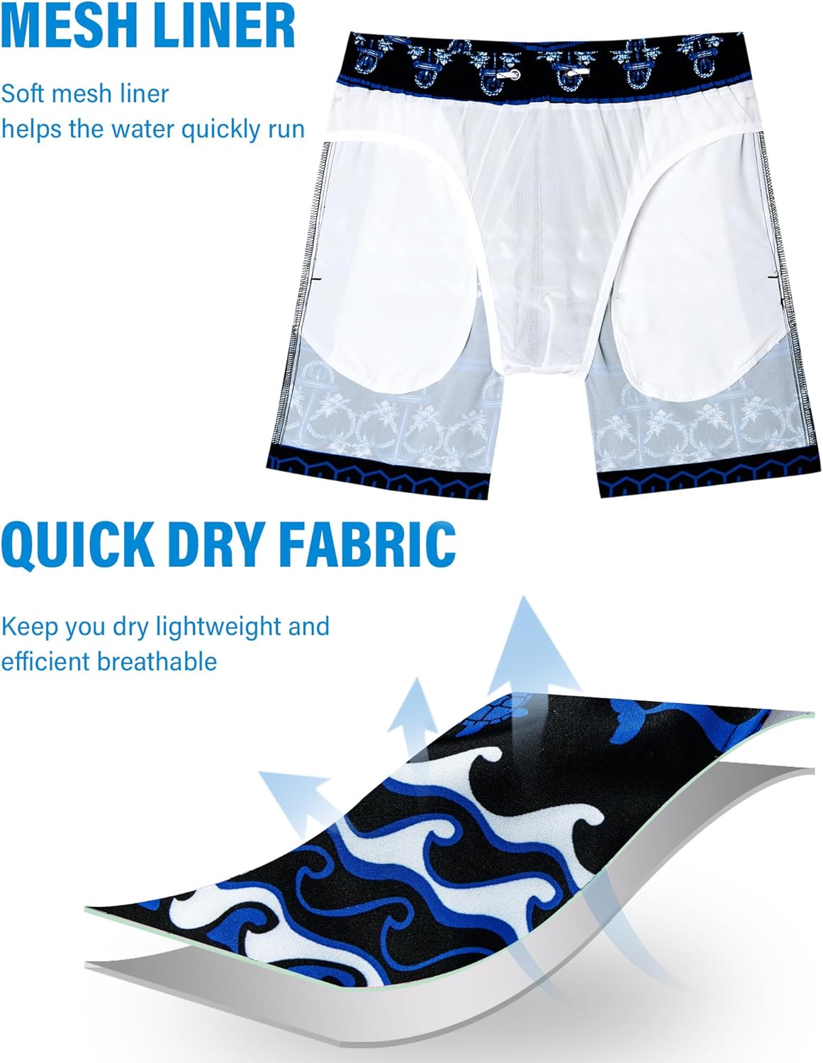 5inch Mens Swim Trunks: with Mesh Liner Pockets Drawstring Quick Dry Stretch Lined Funny Beach Swimming Pool Surf - Image 5