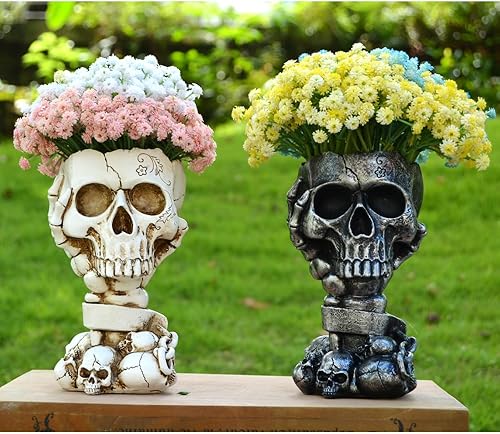 Miniatura 5 de Macetero de calavera para decoraciones de Halloween, maceta de calavera, macetas de Halloween para plantas de interiorexterior, macetas góticas,