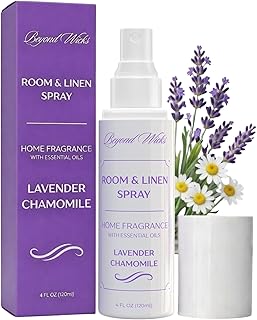 Lavender & Chamomile Room and Linen Spray – Lavender Room Spray with Essential Oils – Air Freshener Spray – 4 fl oz (120 ml) by Beyond Wicks