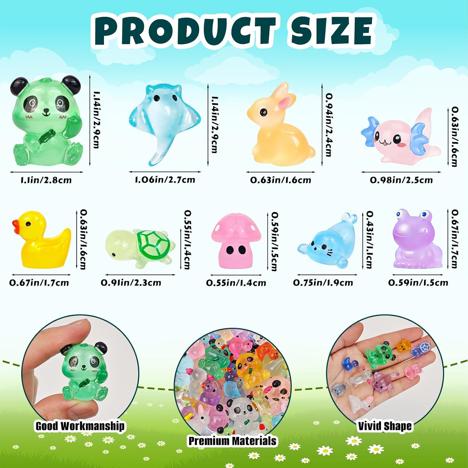 120 Pcs Luminous Mini Resin Animals Glow in The Dark Miniature Figurines