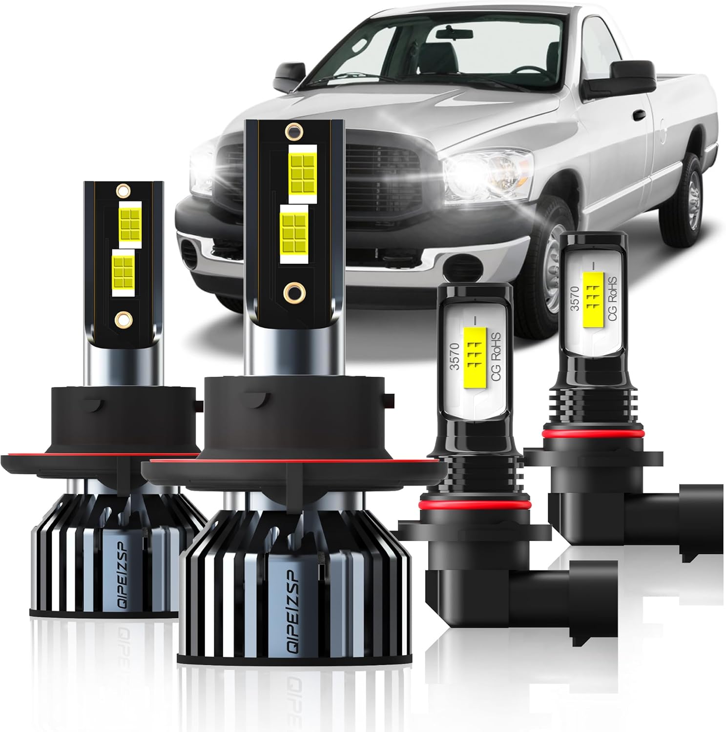 Fit For DODGE RAM 1500 2500 3500 (2006-2008) pick up Headlight Bulbs 9008/H13 High/Low Beam Bulbs + 9006/9145 Fog Light Bulbs