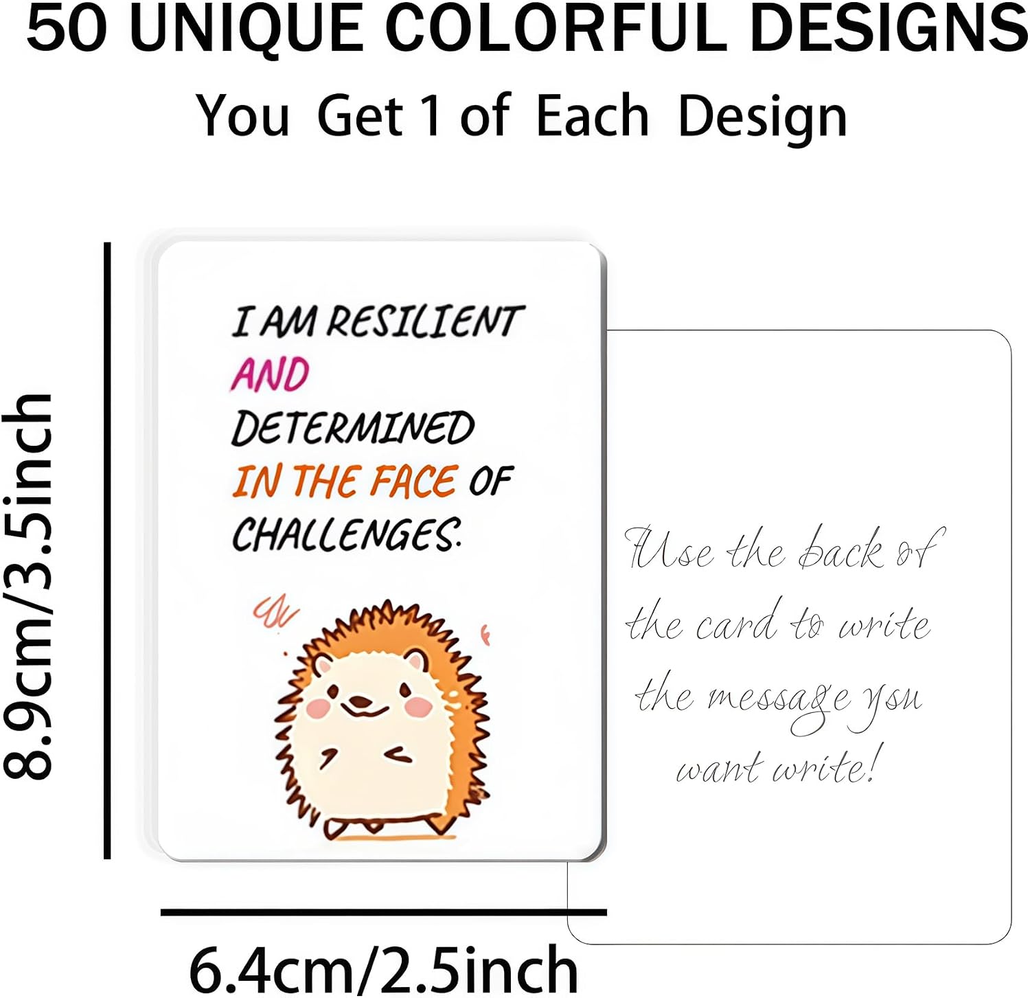 50 Pcs Unique Inspirational Cards, 2.52 * 3.5 Animal Fun Fact Postcards, Inspirational Affirmation Cards for Colleagues, Classmates, Family and Friend