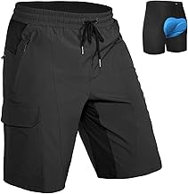 Hiauspor Men's MTB Shorts Padded Mountain Bike Trousers with Padding Cycling Shorts Men's Breathable Cycling Shorts Outdoor Quick-Drying Cycling Shorts