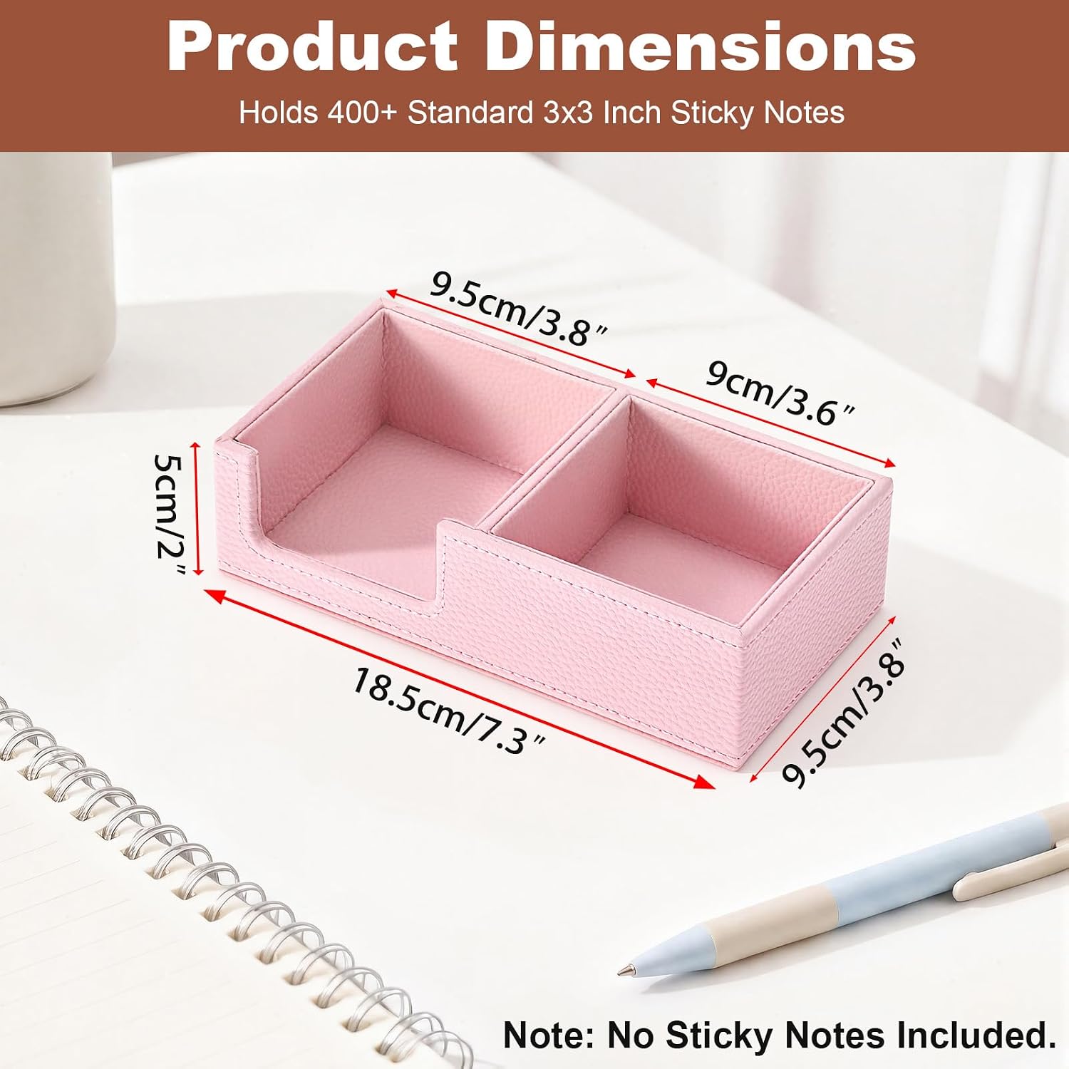 BTSKY 2 in 1 PU Leather 3x3 Inch Sticky Note Holder with Paper Clip Holder