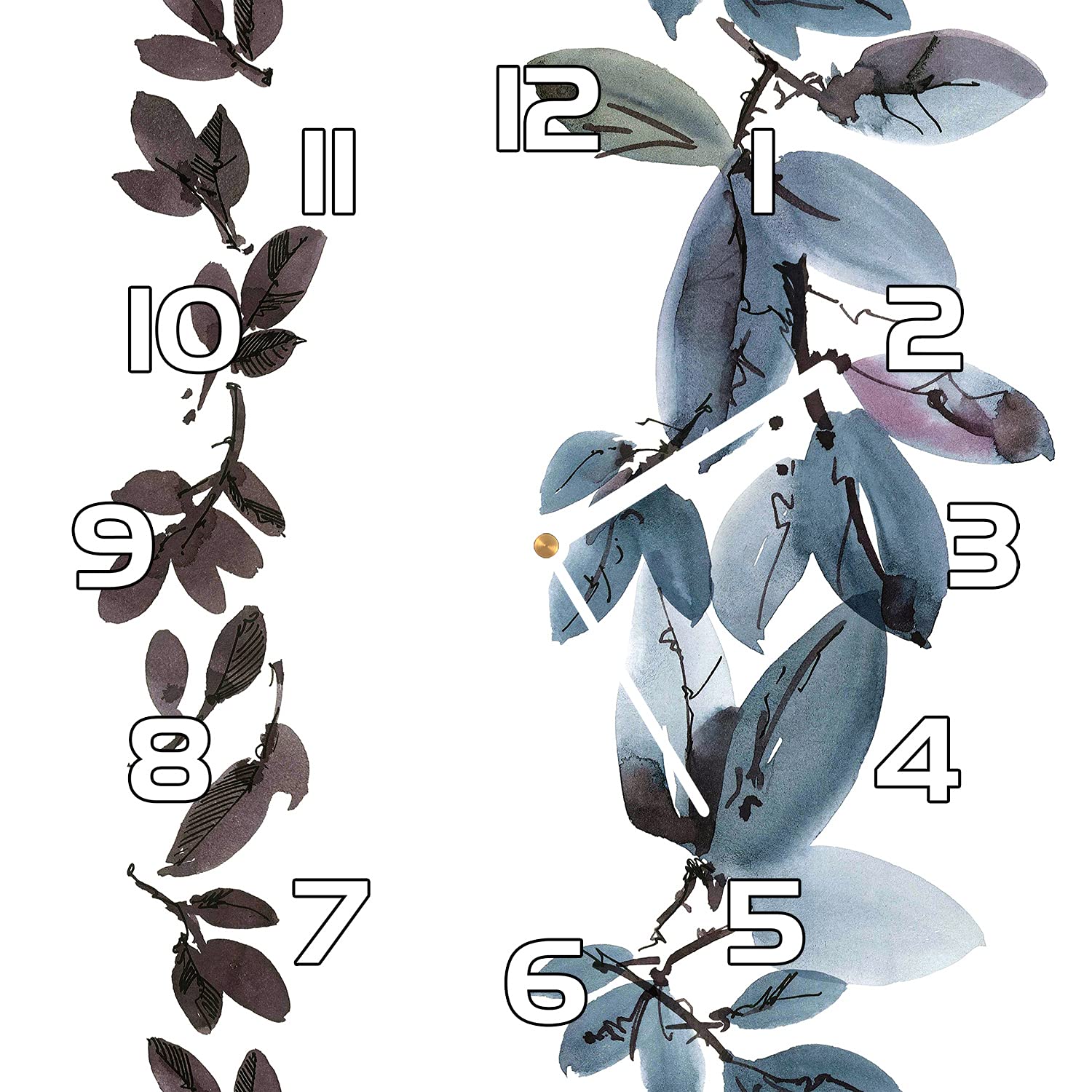 Horloge en verre moderne salon et cuisine Coloray 30x30 cm aiguilles blanches florales
